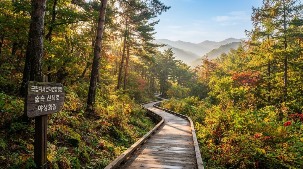 가을 숲속 산책로